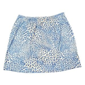 Vintage Y2K Aqua Blue Leopard Print Lycra Mini Skirt